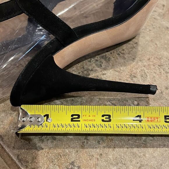 Stuart Weitzman Black Suede Leather French Cuff T-Strap Shoe Womens Size 7.5M - Picture 7 of 14